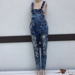 denim overalls destroyed
